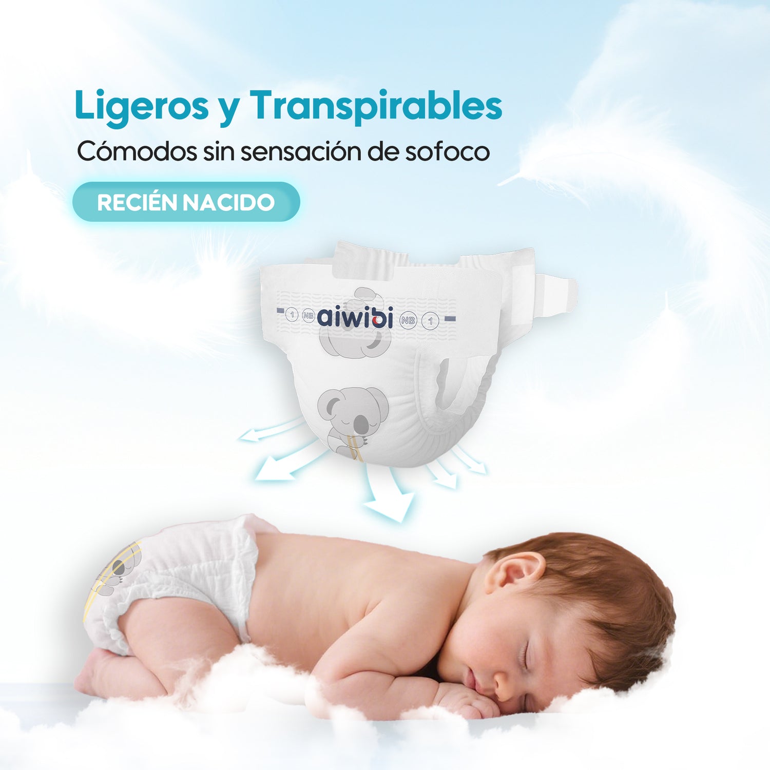 Pañales para Bebé Air Comfort – Talla NB (≤5 kg)
