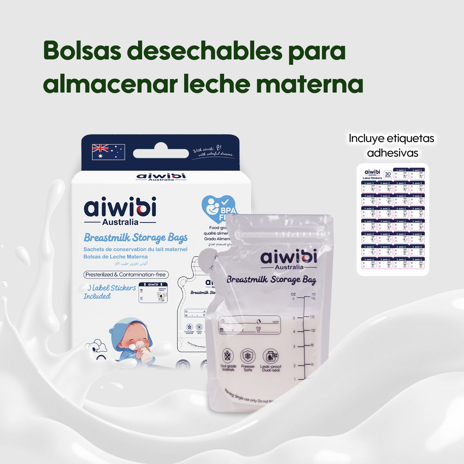 Bolsas de almacenamiento de leche materna