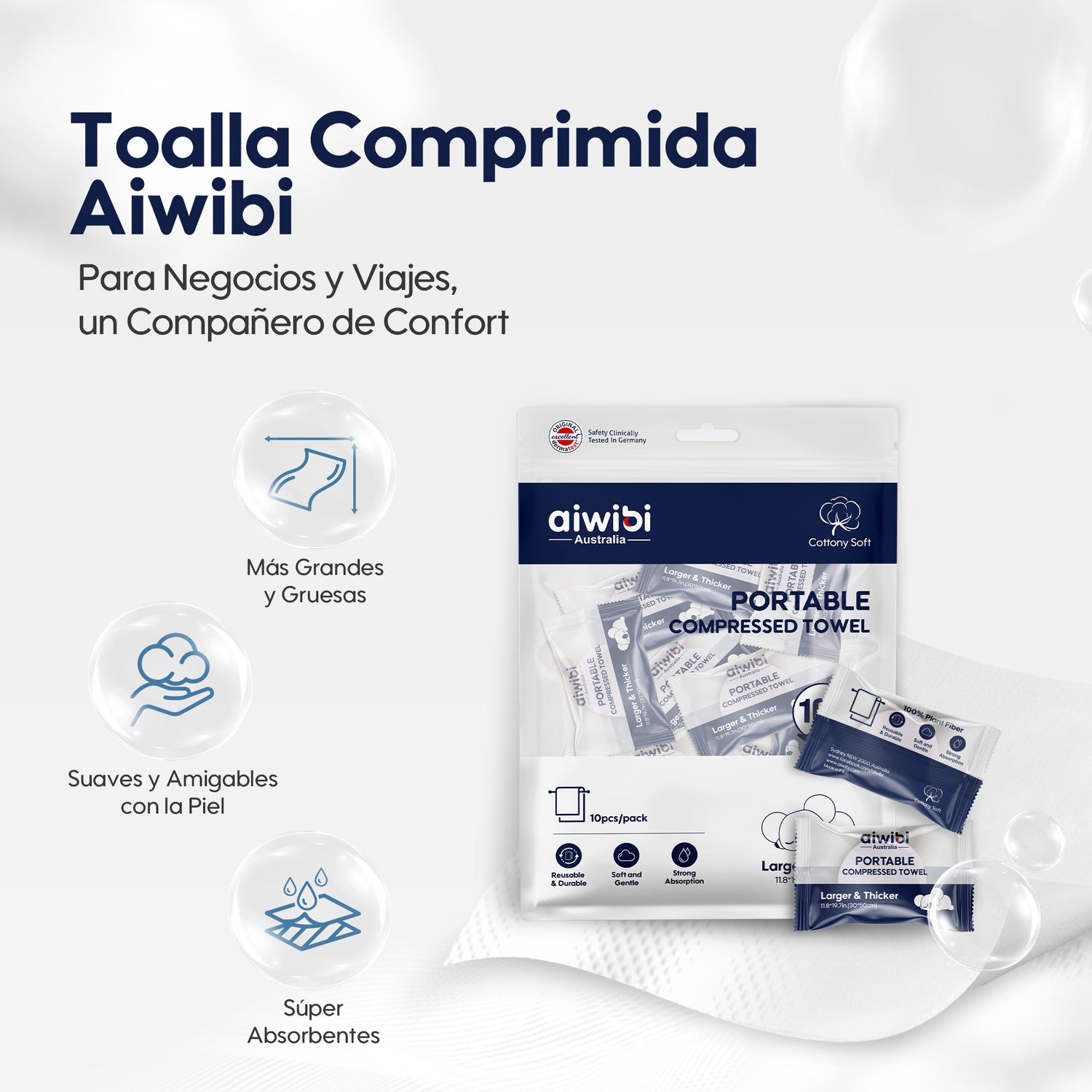 Toalla comprimida portátil