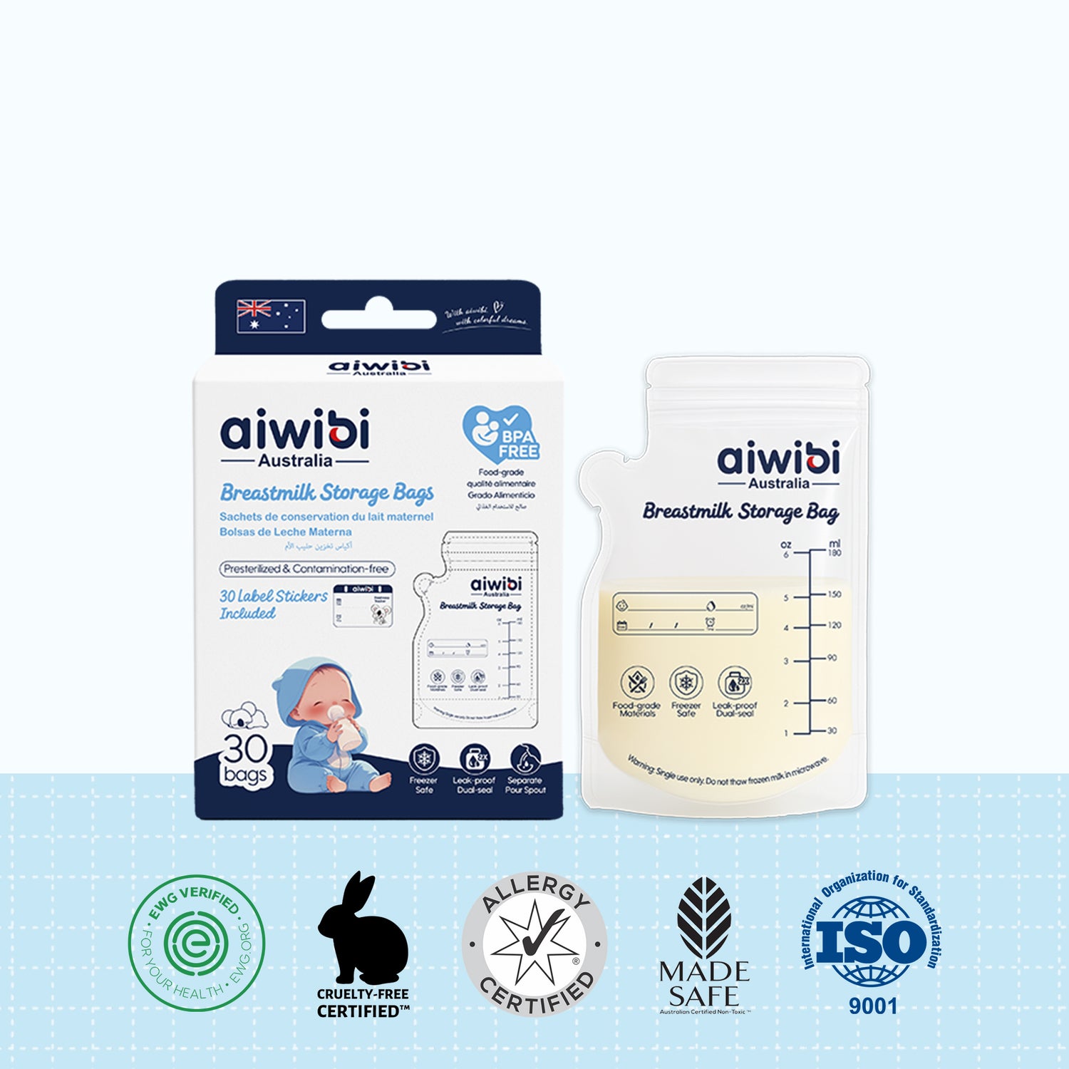 Bolsas de almacenamiento de leche materna